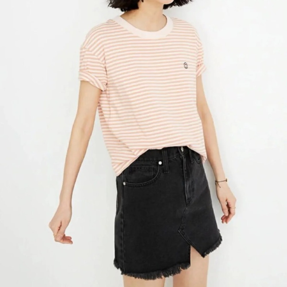 Madewell Black Raw Hem Denim Jean Skirt NWT!